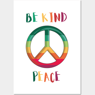 Be Kind Peace Colorful Rainbow Posters and Art